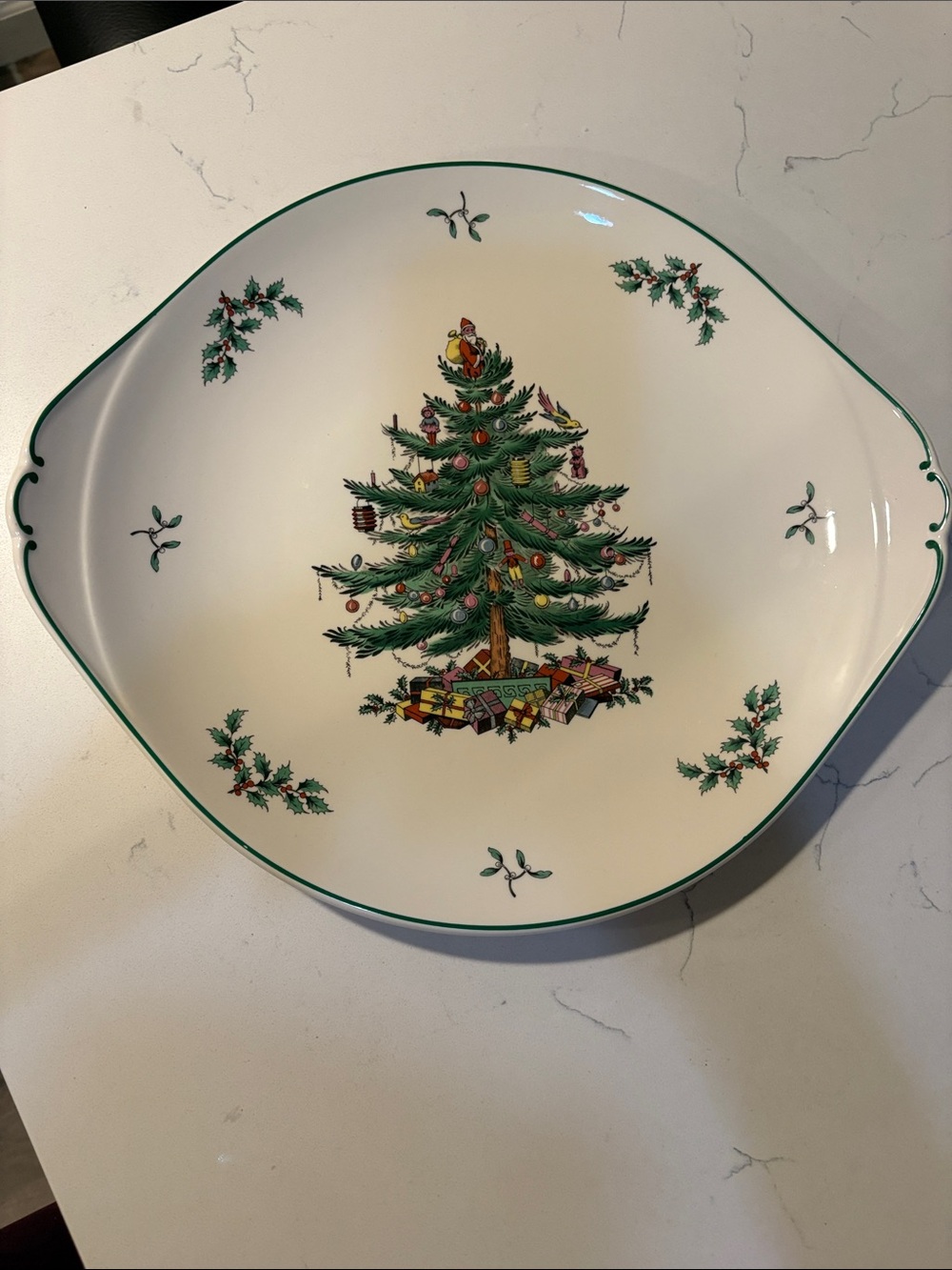 Spode Christmas Tree Serving Bowl - White, Green, Red
